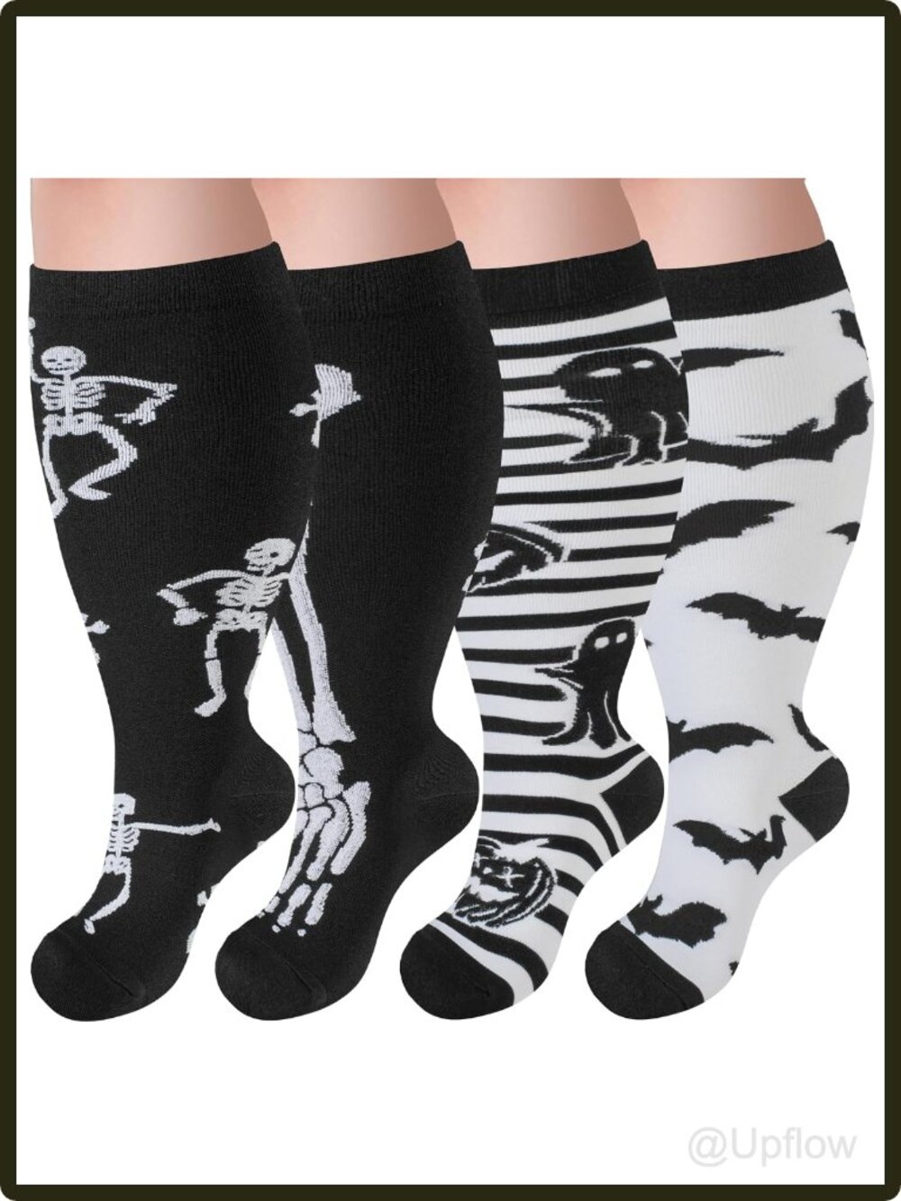 Women's Plus Size Knee-High Compression Socks 4 Pack 20-30 mmHg Wide Calf